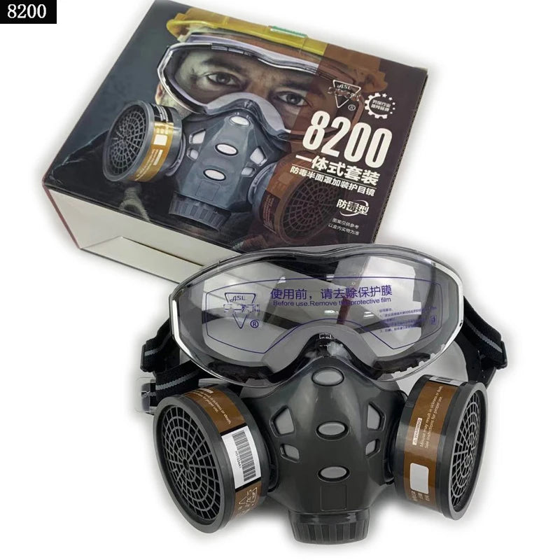 Gas Mask Respirator Set with Dual Charcoal Filters & Anti-Fog Glasses by Snagg A Face Mask