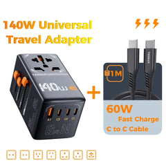 65W GaN Universal Travel Adapter with USB Type C by Snagg A Travel Adapter