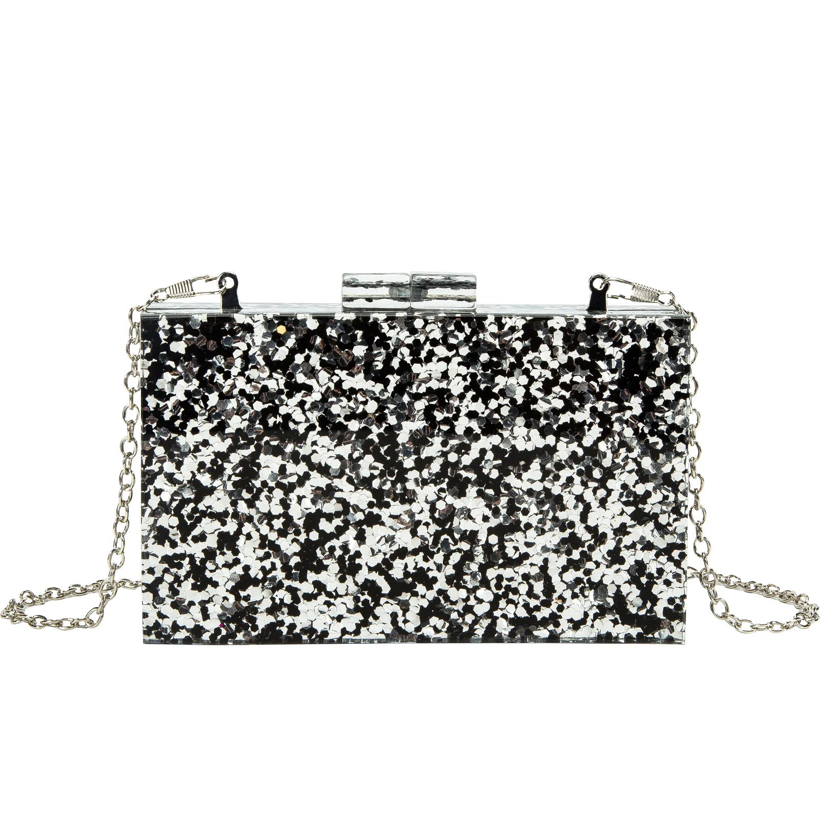 Multicolor Acrylic Geometric Box Clutch