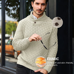 Men’s Waffle-Knit Turtleneck Pullover | Smart-Casual Thermal Winter Top