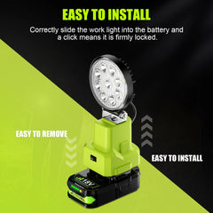Cordless LED Work Light Compatible with Ryobi P107/P108 Batteries