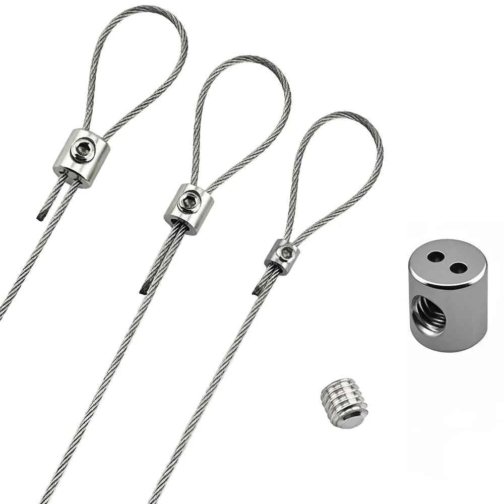 Stainless Steel Wire Rope Clamps 0.8–2mm | Adjustable Screw Copper Metal Hanging Clip Fixed Hardware