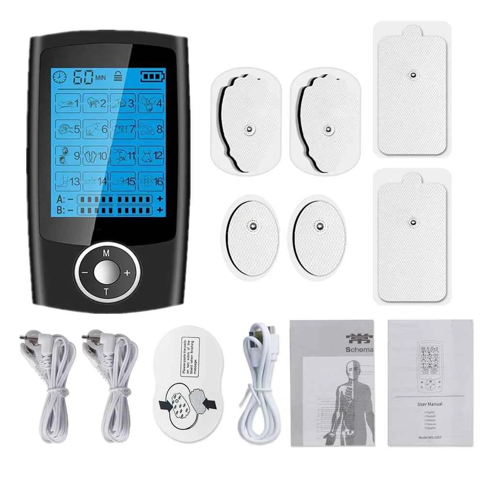 16 Mode TENS & EMS Muscle Stimulator – Portable Dual Channel Therapy Device