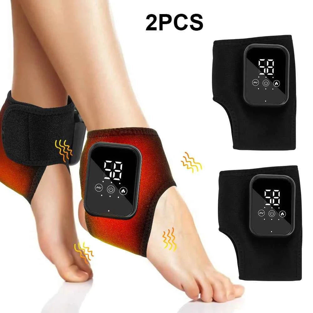Electric Heated Ankle & Foot Massager Wrap – Cordless Vibration Therapy Support Brace