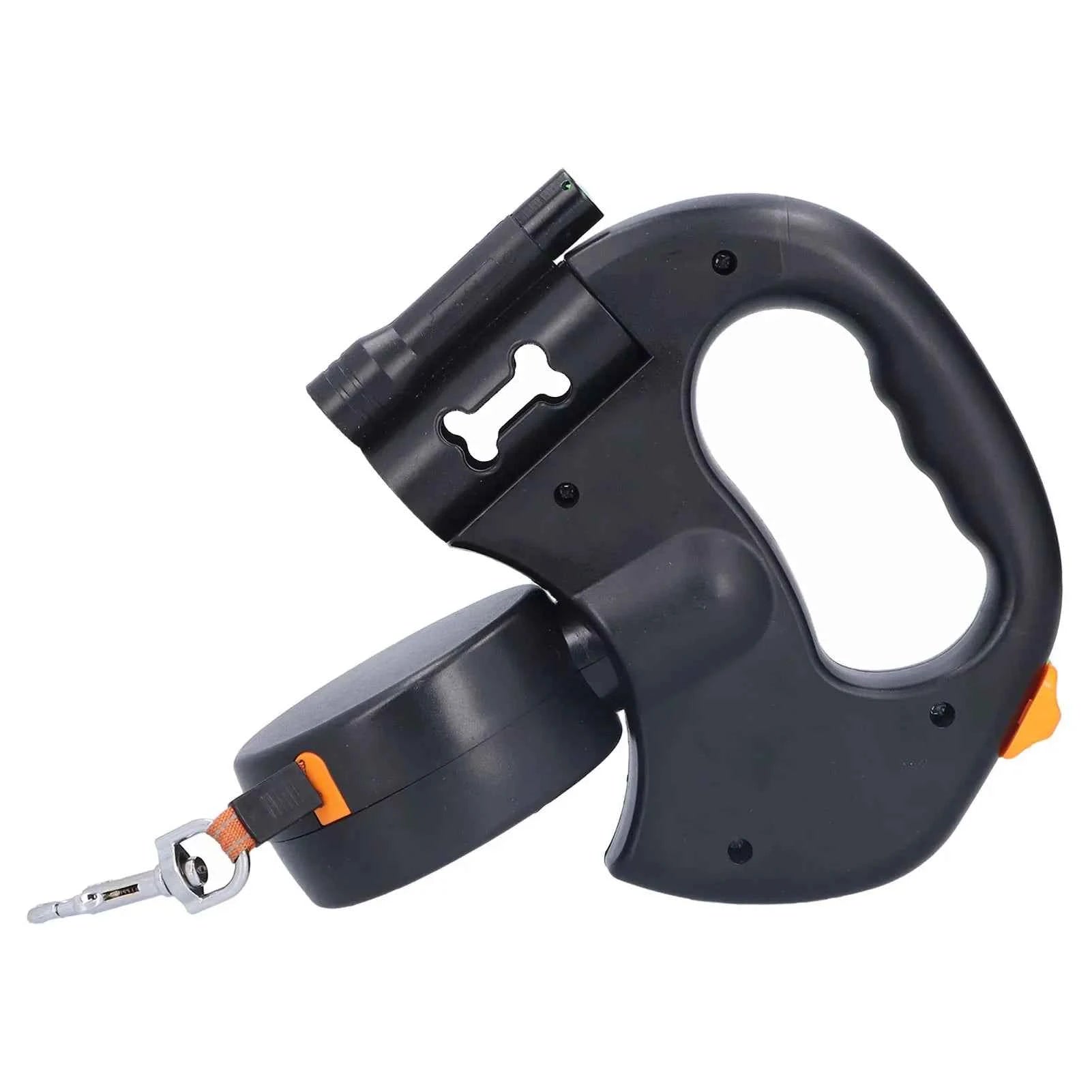 Retractable Double Dog Leash 1-to-2 – Automatic Lead with Built-In Flashlight & Bag Dispenser