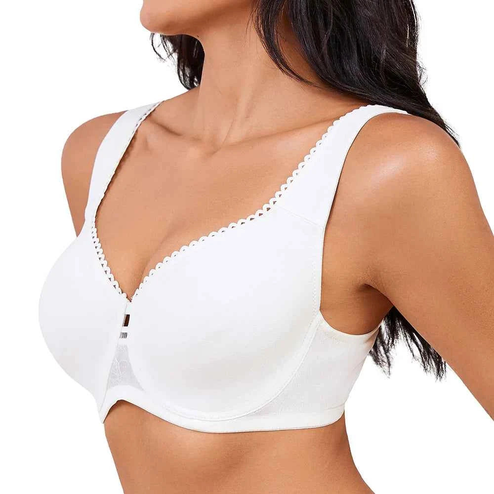 Plus Size Minimizer Bra | Lace Underwire Full Coverage Unlined Wide Strap