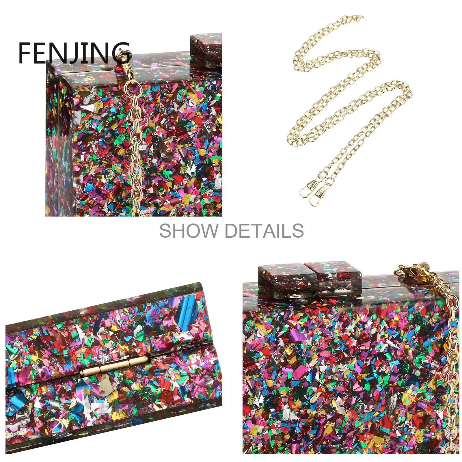 Multicolor Acrylic Geometric Box Clutch