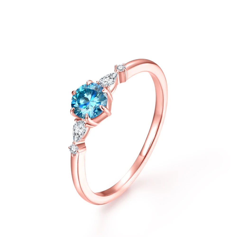 Colorful 5.0mm Moissanite Ring