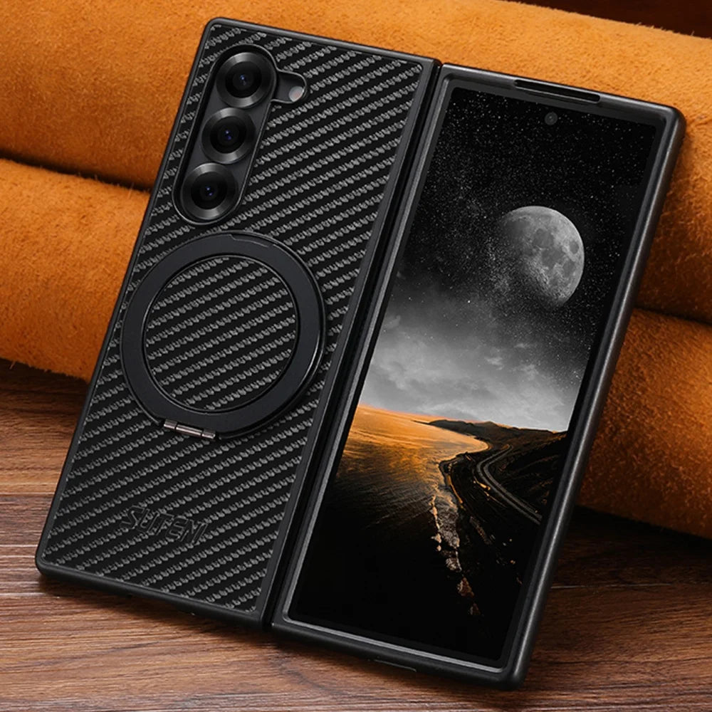Magnetic Folding Carbon Fiber Pattern Samsung Galaxy Z Fold 7 6 5 Cases by Snagg A Phone Case