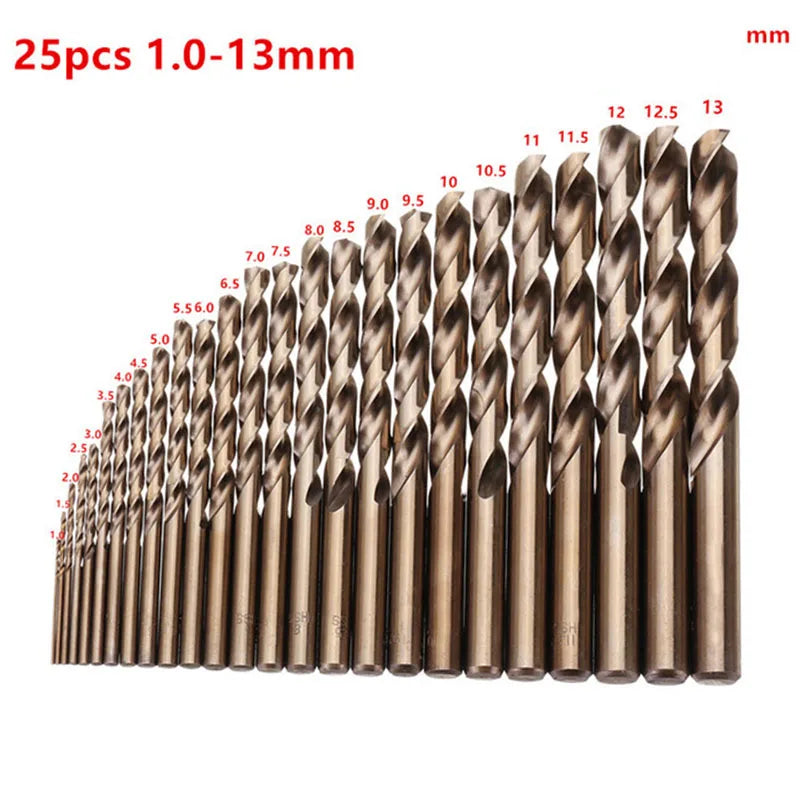 25Pcs M35 Cobalt HSS-Co Twist Drill Bit Set