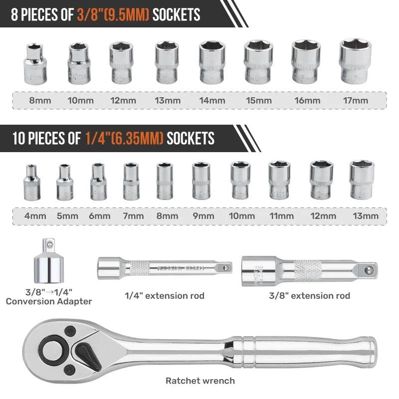 46/22-Piece Socket Wrench Set - SnaggIt