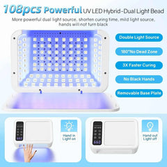 Ultra High Power 480W Professional UV/LED Nail Station – 108 LED Beads & Skin Whitening Red Light Mode