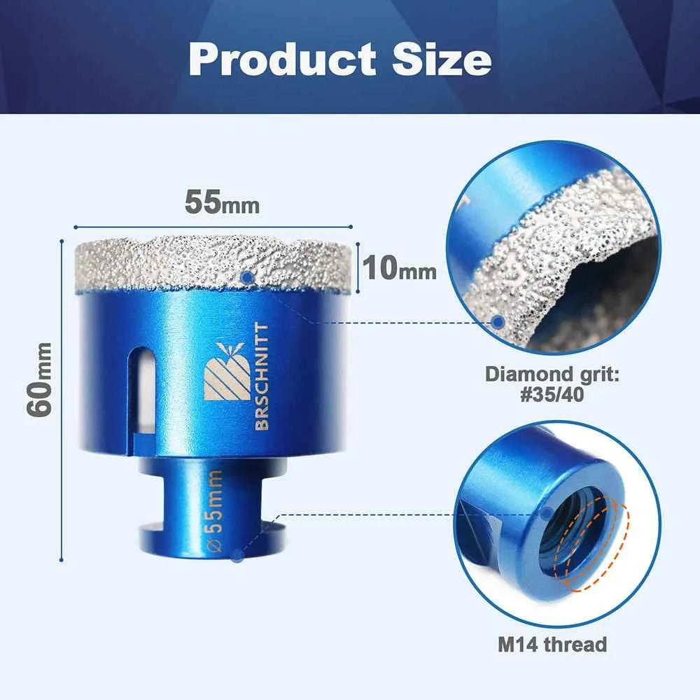 Vacuum Brazed Diamond Core Drill Bit & Heavy Duty Hole Saw for Granite, Porcelain, and Ceramic