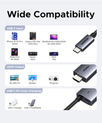 USB C to HDMI 2-in-1 Cable Thunderbolt Compatible (2m Length) by Snagg An HDMI Cable