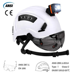 Construction safety helmet with LED headlamp and double visors – image 2