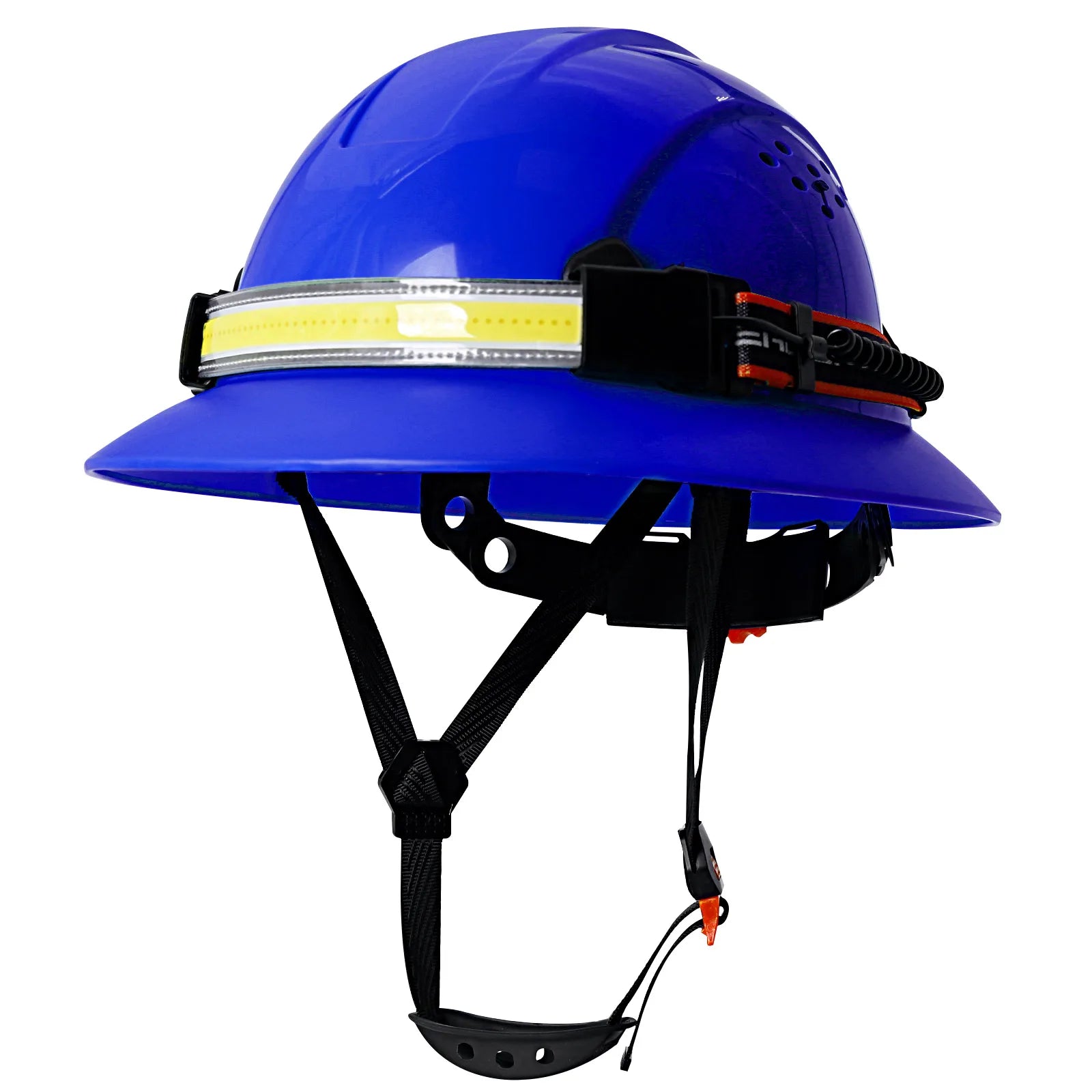 Full Brim Safety Helmet with LED Headlamp & Taillight by Snagg A Safety Helmet