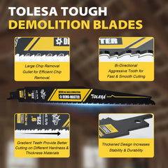 9 Inch Bi Metal Reciprocating Saw Blades 5PCS – Wood & Nail-Embedded Wood Cutting