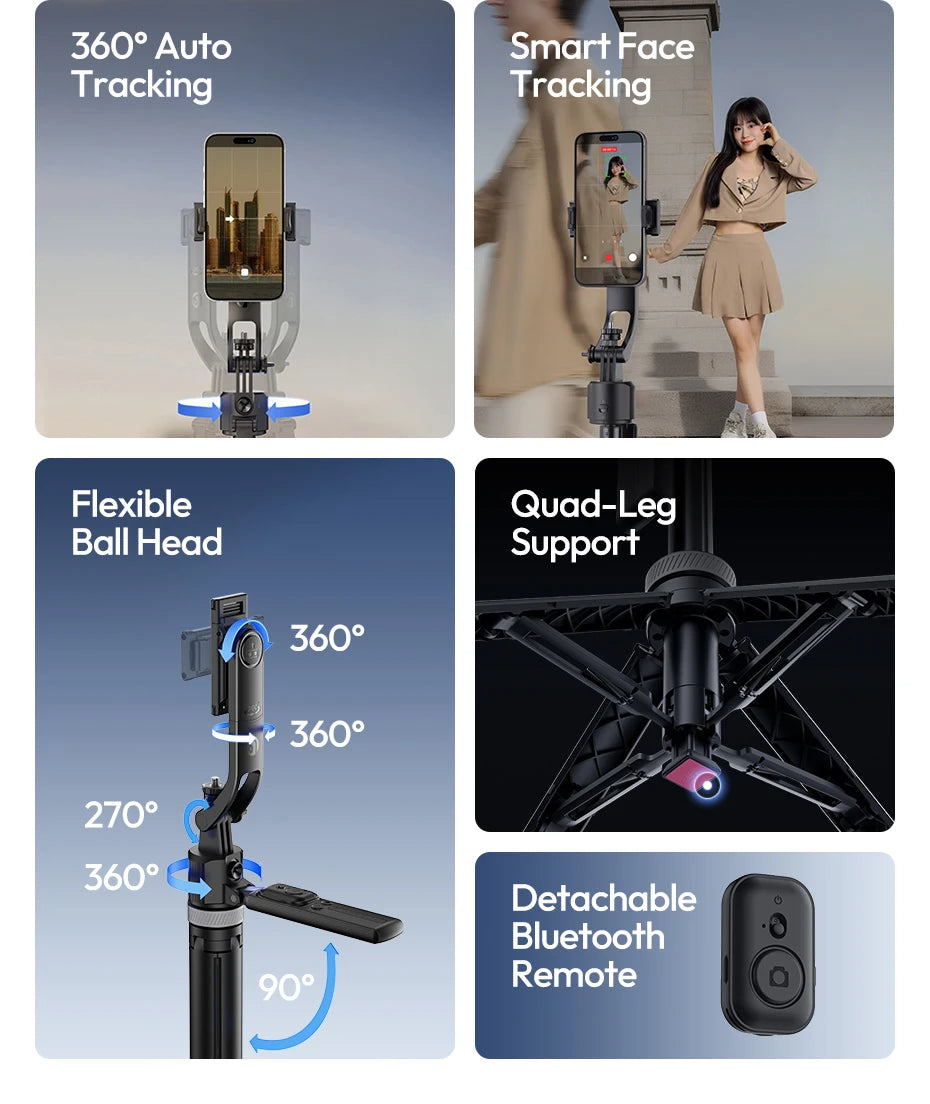 Auto Tracking Selfie Stick Tripod Gesture Control by Snagg A Tripod