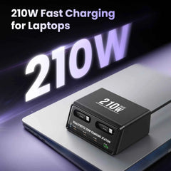 6-in-1 GaN USB-C Fast Charging Tower | Retractable USB-C Cable Power Station for iPhone iPad Samsung Tablet