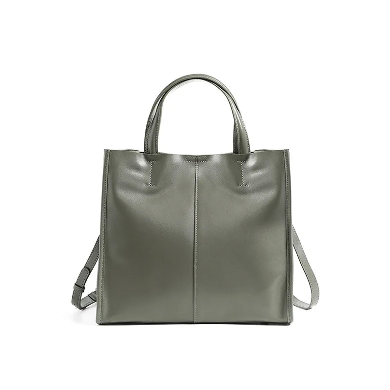 Genuine Leather Oil Wax Tote Bag – Large Capacity Vintage Shoulder & Crossbody Shopper for Women