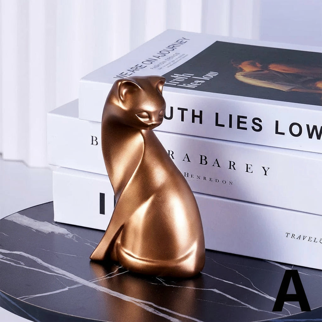 Golden Cat Couple Figurines by Snagg A Sculpture