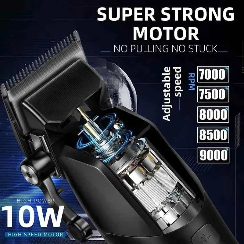 Professional 10W Barber Edition Digital Hair Clipper – 4600mAh High Capacity Cordless System with Variable RPM