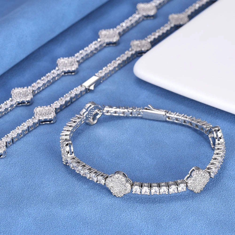 Four-Leaf Clover Moissanite Tennis Bracelet