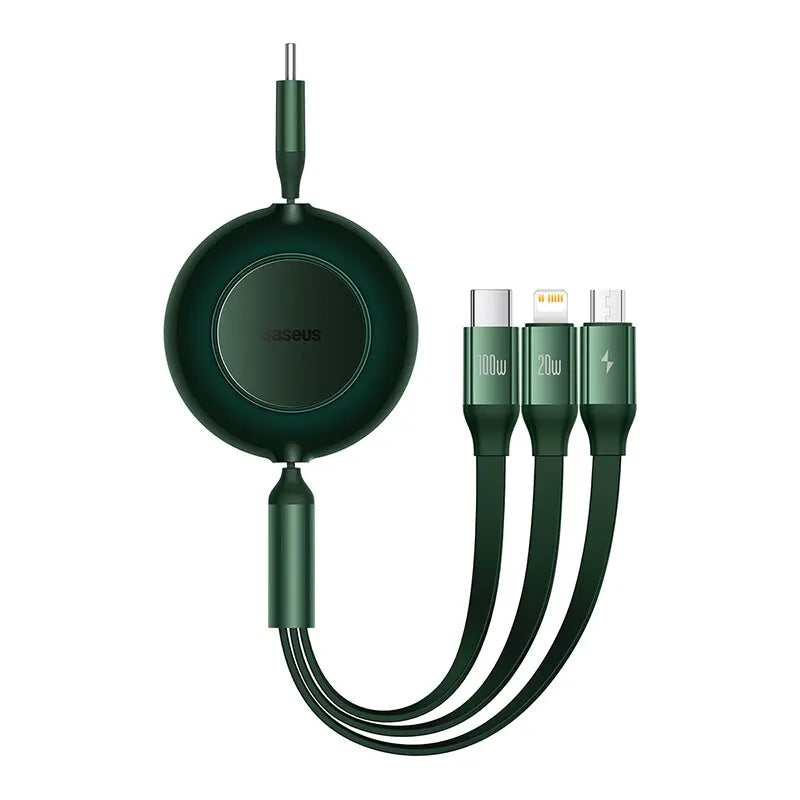 Retractable 100W 3-in-1 Fast Charging Cable by Snagg A Charging Cable