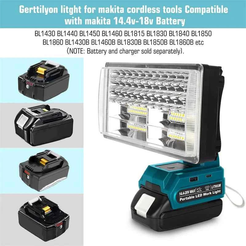 Spot and flood LED work light for Makita 18V batteries – image 2