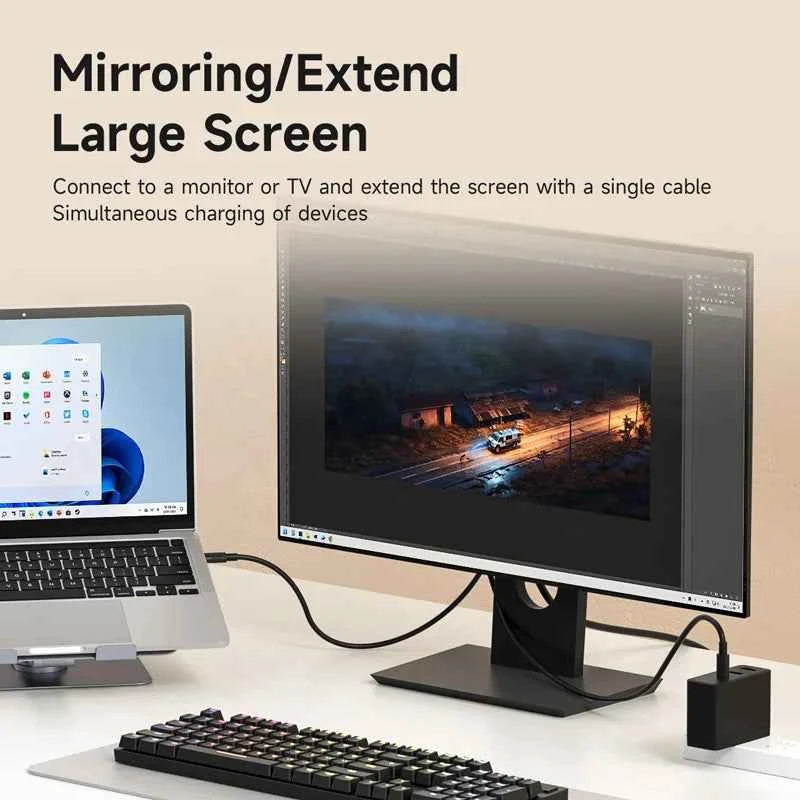 Portable TV Dock – USB-C to HDMI 8K@60Hz HDR, 100W PD for Switch 2, Steam Deck & ROG Ally