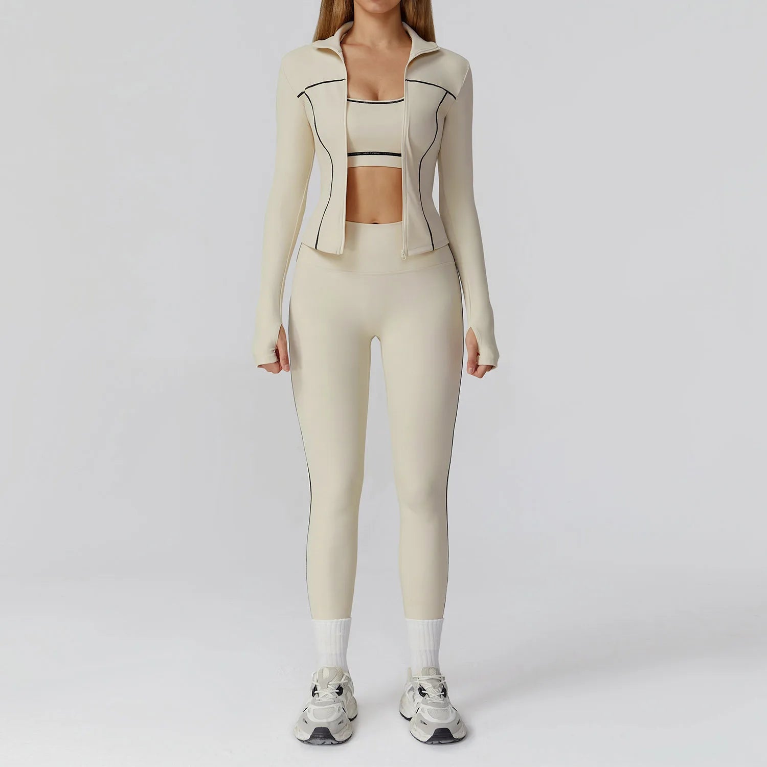 Women's 2/3-Piece Yoga Clothes Set | High Waist Leggings Running Bra Workout Tracksuit Gym Outfits