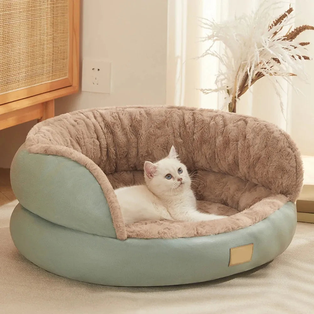 Round Plush Anti-Anxiety Pet Bed by Snagg A Pet Bed