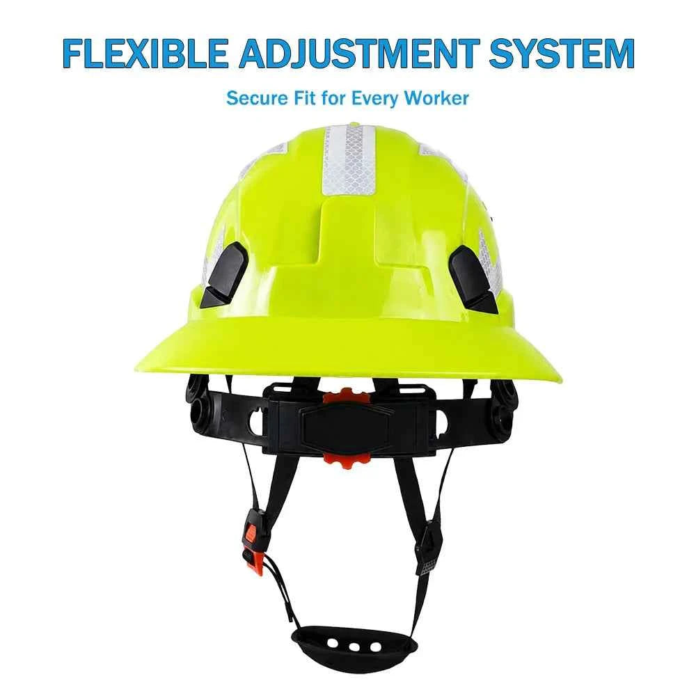 Vented full brim construction safety helmet with reflective stickers – image 5