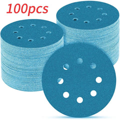 5 Inch 8-Hole Ceramic Sanding Discs | Flocked Hook & Loop 80–320 Grit Grinding Polishing Disc 100pcs