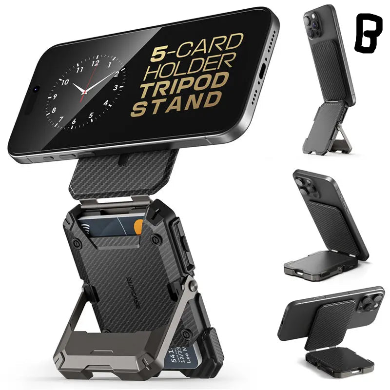 MagSafe Compatible Magnetic Tripod Phone Stand with Card Holder by Snagg A MagSafe Wallet