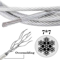 1mm PVC Transparent Coated Steel Wire Rope 7×7 | Flexible Soft Cable 20/50/100M Hanging Line