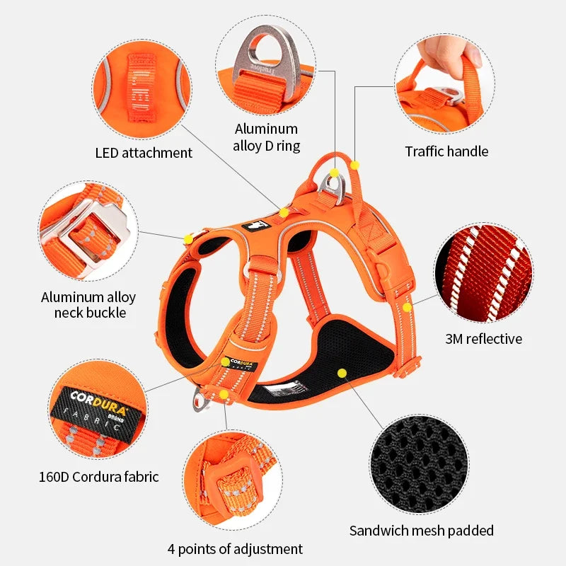 Tactical Orange Dog Harness by Snagg A Harness