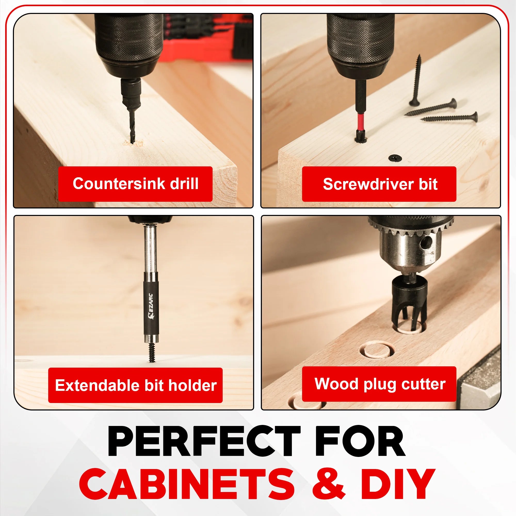 22pcs Countersink Drill Bit Set for Woodworking | Magnetic Extension Bit Holder Screwdriver Bits 1/4" Hex