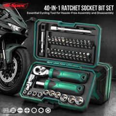 40-in-1 Ratchet Socket Bit Set 1/4" Drive – Cr-V Steel, Quick-Release, Phillips & Slotted for Repair
