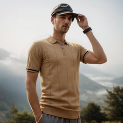 Men's Sport Zipper Polo | Athletic Social & Office Slim Fit Top
