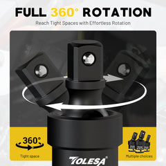 3PC Universal Joint Swivel Socket Set – 1/4", 3/8", 1/2" Drive Flexible Wobble Socket