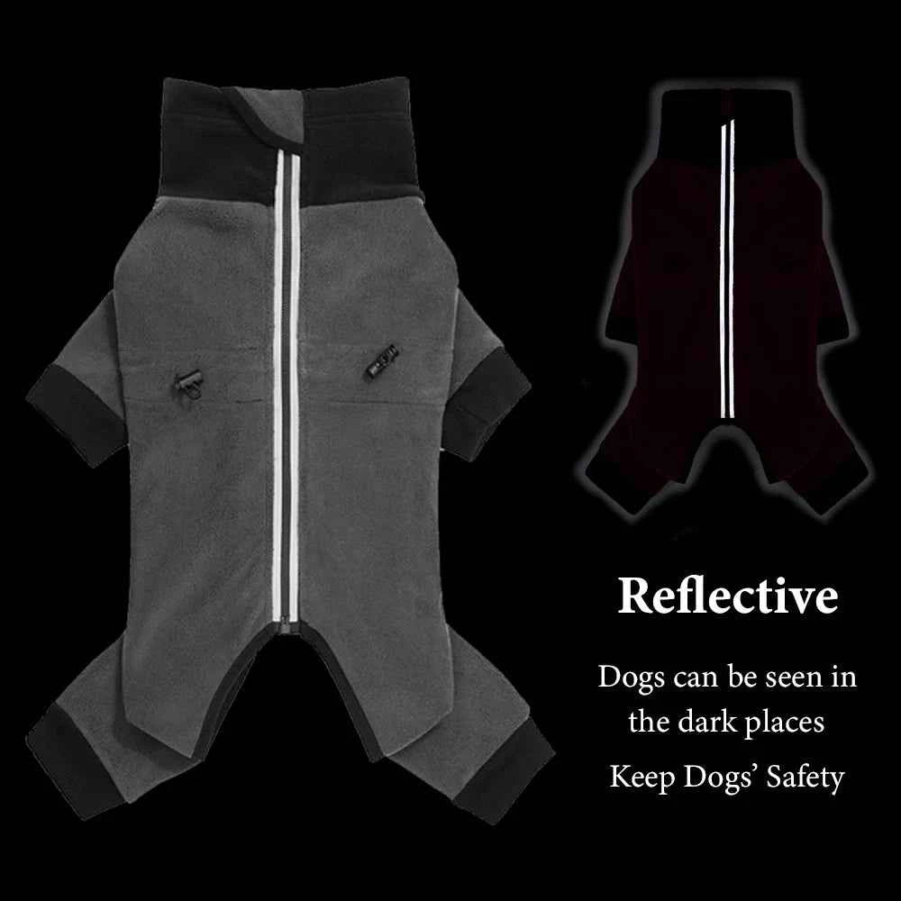 Fleece Dog Jumpsuit with Closed Belly – Warm Winter Overalls for Small Dogs (Cuttable Panel)