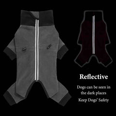 Fleece Dog Jumpsuit with Closed Belly – Warm Winter Overalls for Small Dogs (Cuttable Panel)