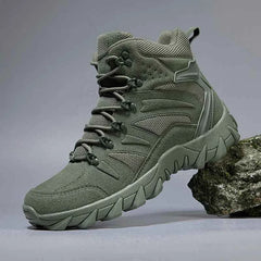 Men's Leather Ankle Boots – Tactical-Style Lace-Up Hiking Boots for Outdoor & Everyday Wear