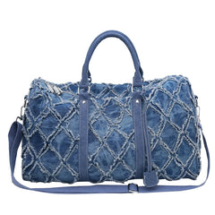 Denim Ripped-Style Duffle Bag