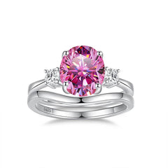 2ct Oval Moissanite Double Ring Set - SnaggIt