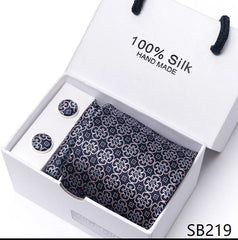 Solid Colour Necktie with Matching Handkerchief & Cufflinks - SB219 - Others In Fashion
