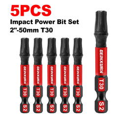 2" Impact Magnetic T30 Torx Screwdriver Bit Set – S2 Alloy Steel
