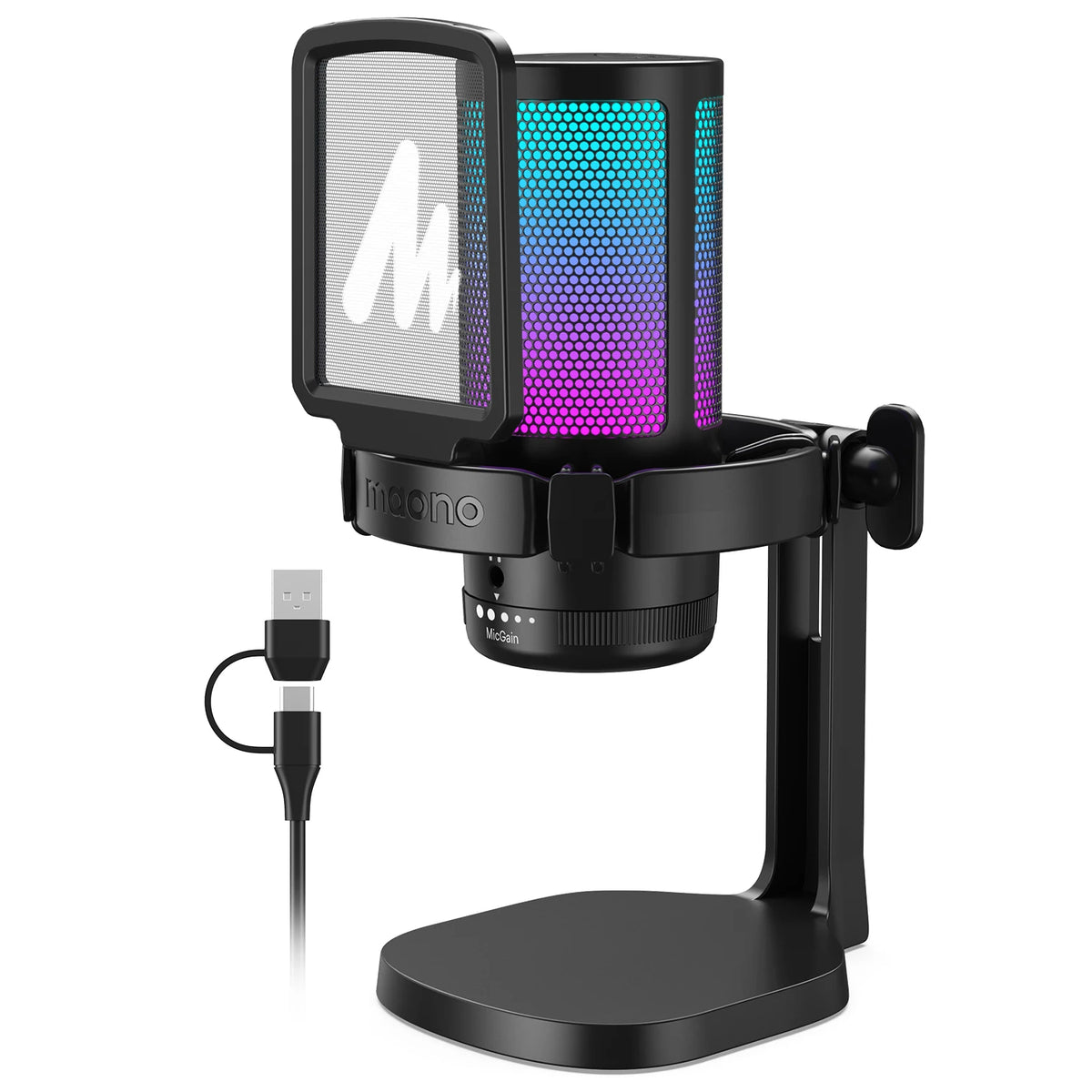 USB Gaming Microphone – RGB Condenser Mic with Noise Reduction by Snagg A Microphone