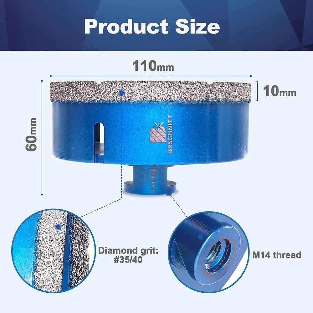Vacuum Brazed Diamond Core Drill Bit & Heavy Duty Hole Saw for Granite, Porcelain, and Ceramic